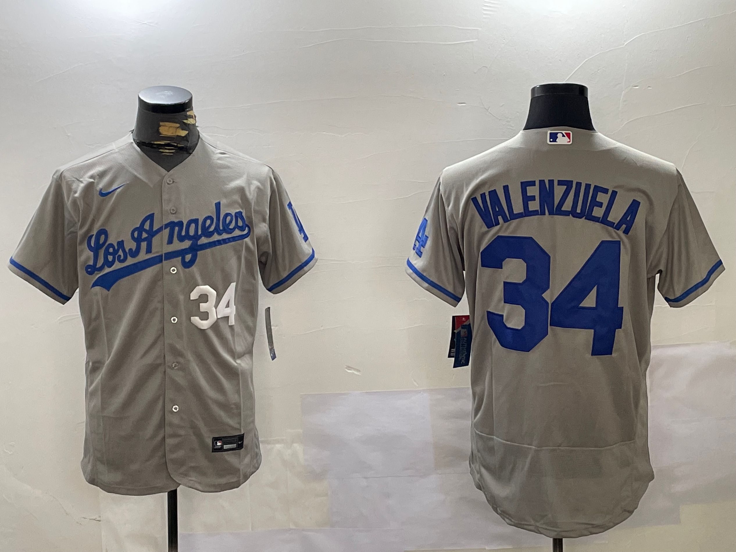 Men Los Angeles Dodgers #34 Valenzuela Grey Elite 2024 Nike MLB Jersey style 12161